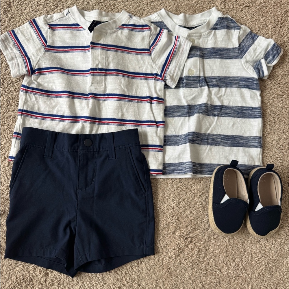 Janie and Jack Kids Matching Set - Navy, White, Red Stripes
